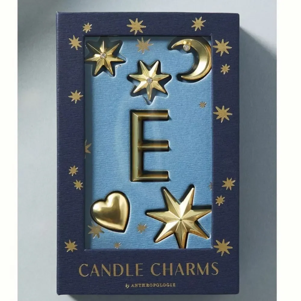 Anthropologie Gold Star and Moon Candle Charms